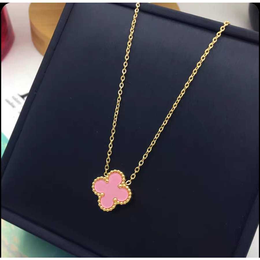 [F2NEW] Kalung Wanita TItanium CLVR Pink Cute Anti Karat Tidak Luntur Neklace Jewelry Korean Style