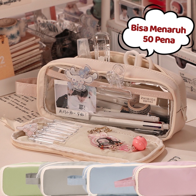 

Grosir.. Large Capacity Kawaii Pencil Cases flip Pencil Bag Pouch Holder Box for Girls Office Student Stationery Organizer School Supplies LIZ