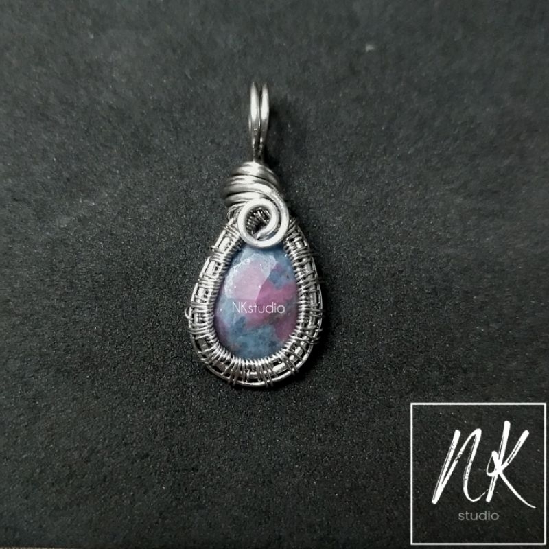 Ruby in Kyanite Pendant Liontin Natural Stone Crystal Necklace Kalung