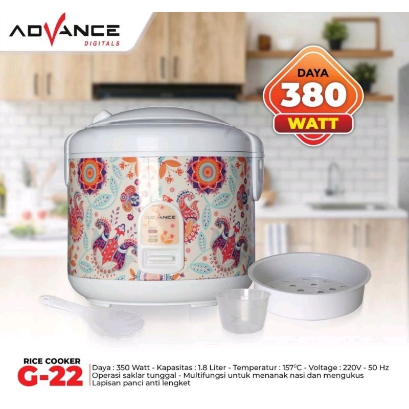 Advance Rice Cooker Magic Com G-22 Garansi Resmi Advance 1 Tahun