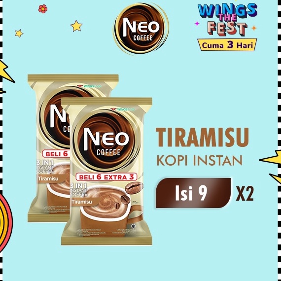 

Terk!ni Neo Coffee Kopi Instan Tiramisu Pack 20 gr isi 6 + 3 pcs x2 [120]