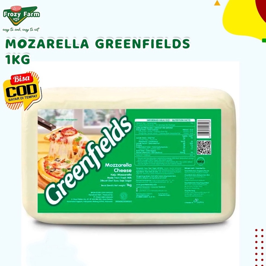

[☊Q46>] Greenfields Mozzarella Cheese / keju mozzarella 1 kg / keju mozarela 1 kilo [46]