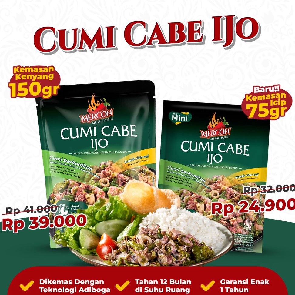 

B33st Product Mercon Merah Putih - Satuan || Cumi Cabe Ijo Product Terkece