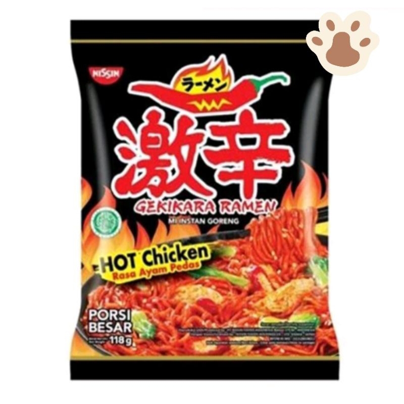 

Nissin Mie instan goreng Gekikara Ramen Hot Chicken pedas porsi Jumbo 118gr