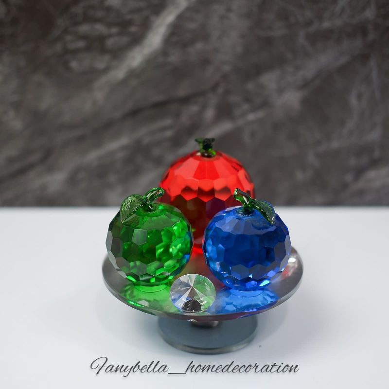 Pajangan Kristal Kaca Mewah Buah Apel Dekorasi Rumah