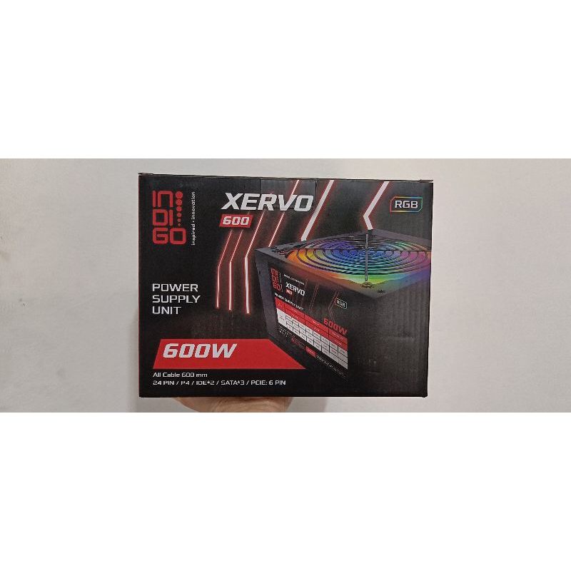 POWER SUPPLY INDIGO XERVO 600W LAMPU RGB / POWER SUPPLY CPU