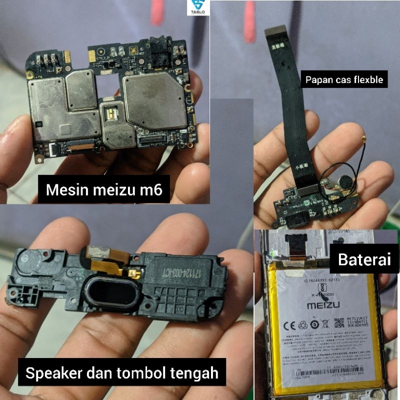 Meizu M6 mesin mati speaker tombol tengah papan cas flexble baterai original copotan bergaransi ✅