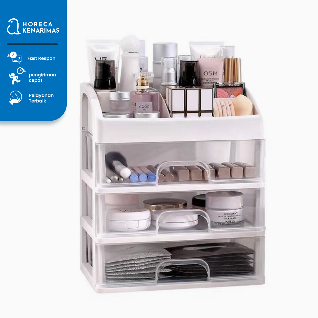 Toko kenarimas - Rak Kosmetik 3 Laci / Rak Make Up Susun Tempat Kosmetik / Kotak Penyimpanan Serbagu