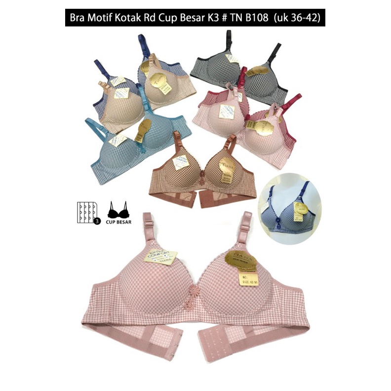 Stok terbaru 2 PCS BRA TIANA CUP B KAIT 3 KODE 108 KOTAK MURCEE 