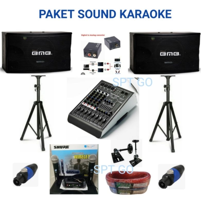 paket sound karaoke paket live musik speaker BMB  8  inch power  mixer Ashley.