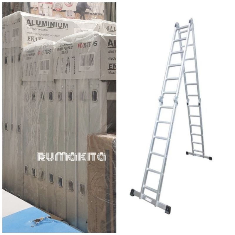 Krisbow fixsteps tangga lipat aluminium multifungsi 6.57 meter