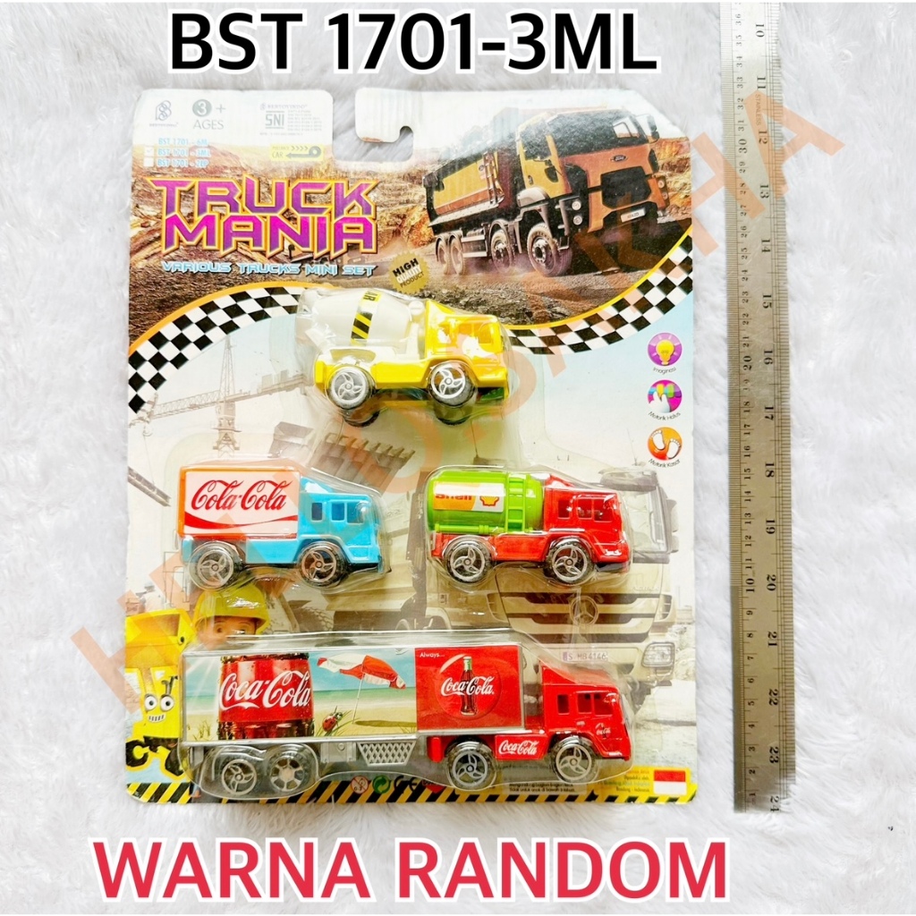 MAINAN BST 1701-3ML TRUCK MANIA TRUK BANGUNAN CONSTRUCTION KONSTRUKSI MOLEN MIXER BOX MUAT MUATAN TA