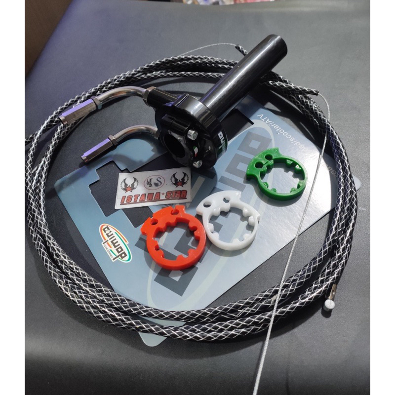 Gas spontan domino + L gas cnc + 2kabel gas serat carbon sonic fu vixion nmax pcx vario125/150 beat 