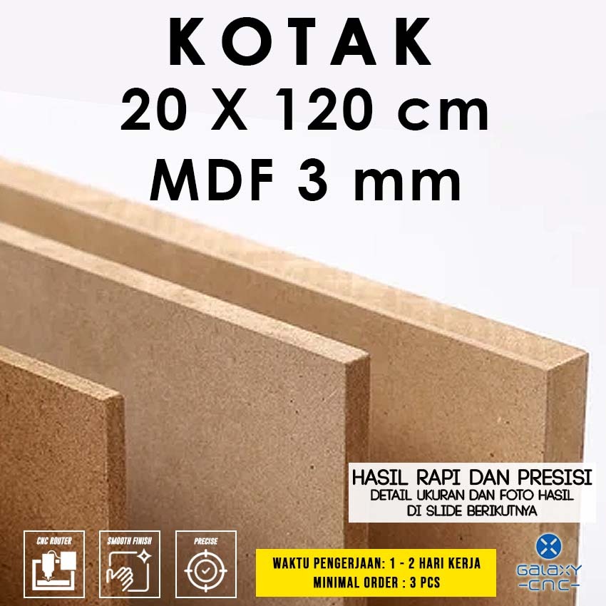 Kotak 20 x 120 cm - MDF 3 mm - MDF board / papan MDF kayu
