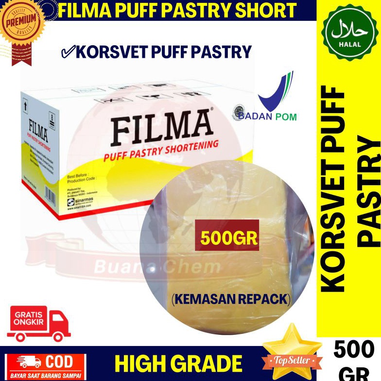 

Best S3ller Korsvet Filma Puff Pastry 500 GR repack / Filma Pastry Shortening / Mentega Margarine/ Mentega Filma SALE now