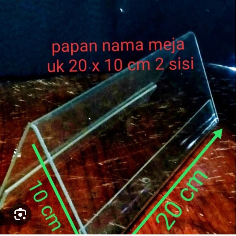 

akrilik bening papan nama segitiga 2sisi uk10x20cm tebal 2mm