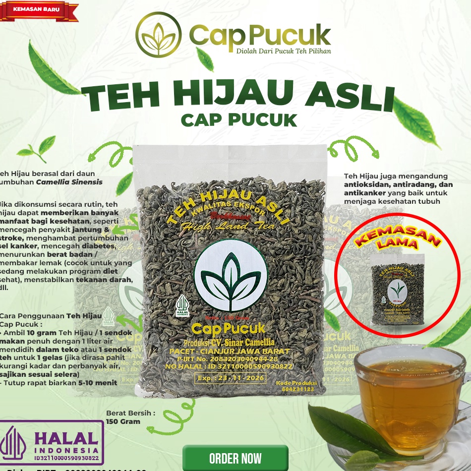 

[☞J86➢] TEH HIJAU ( PEKO SUPER ) / GREEN TEA CAP PUCUK [172]