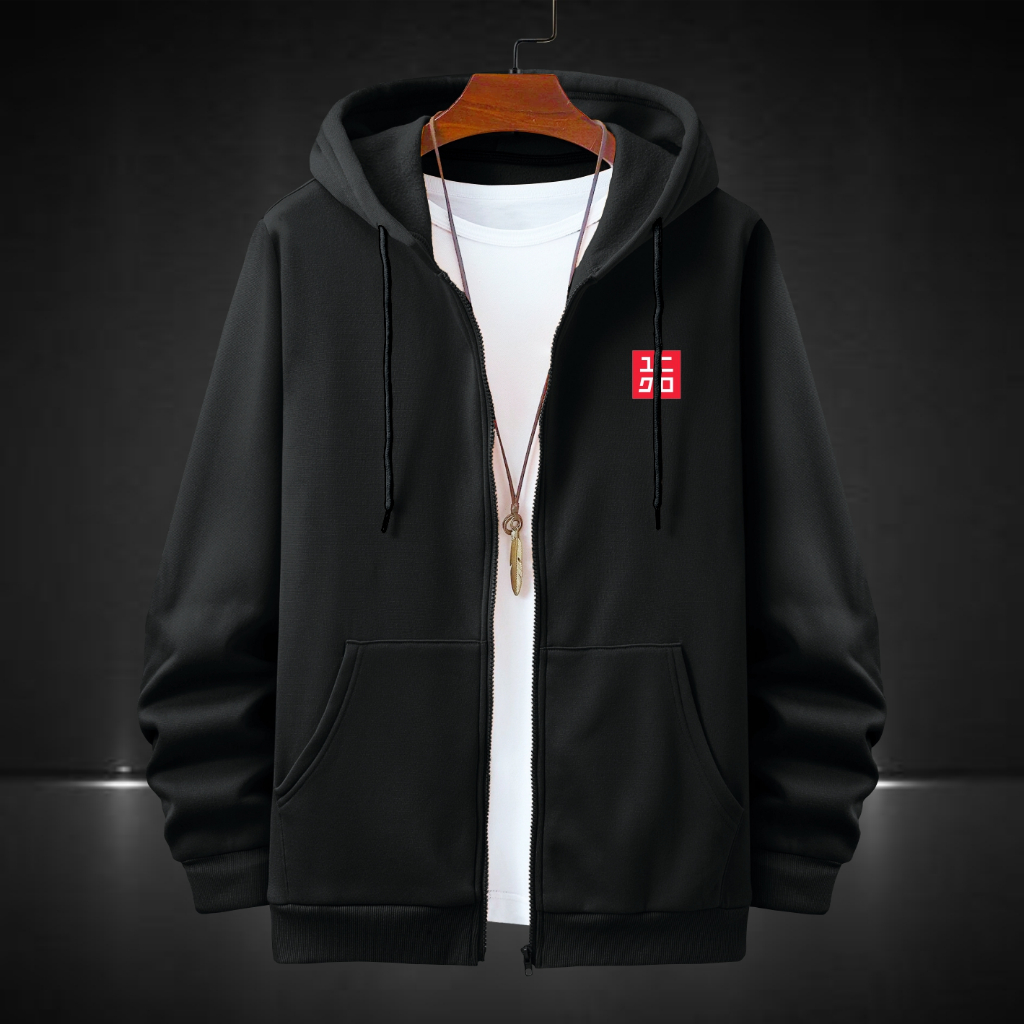 TERMURAH Jaket Sweater Hoodie zipper Distro Pria wanita UNIQLO Big Size Jumbo M - XXL Kekinian Best 