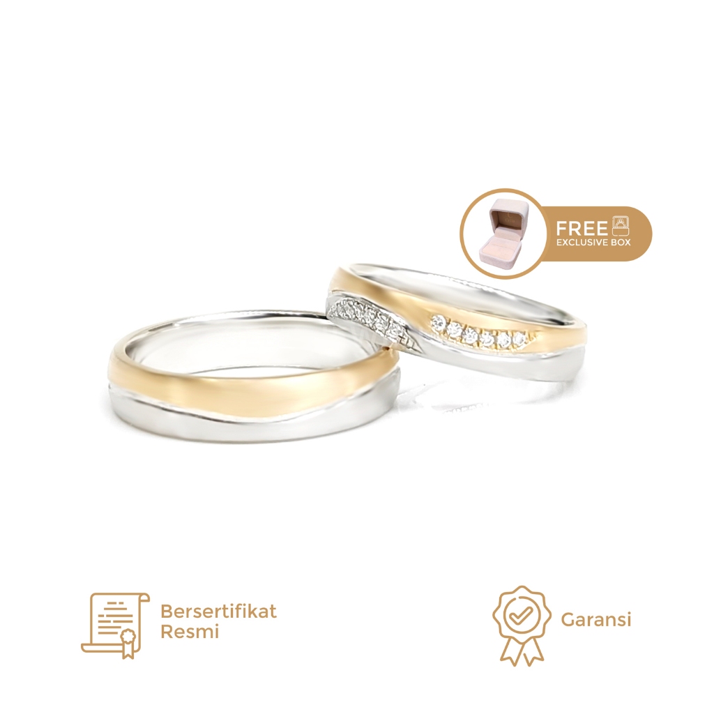 Celia Jewellery - Cincin Kawin Couple Emas Putih WR 17 Cincin Nikah Cincin Tunangan Cincin Lamaran E