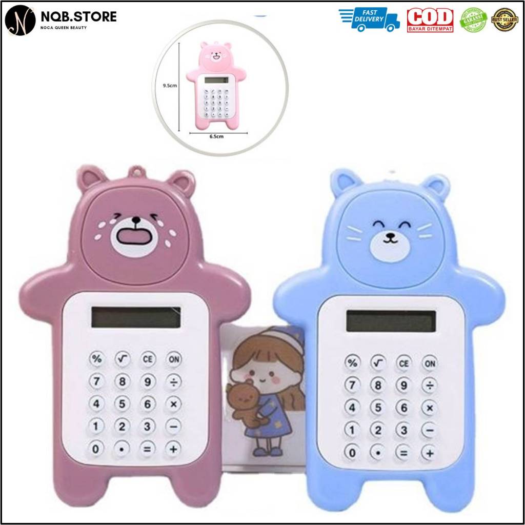 

NQB - Kalkulator Saku Alat Hitung Bentuk Gambar Beruang Lucu - Calculator Mini Pocket Portable Karakter Motif BEAR