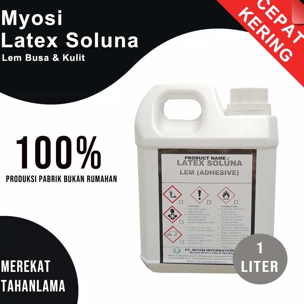 

Kualitas Premium.. Myosi Lem Latex Cair Soluna untuk Busa / Kulit Latex 1 Liter WTL