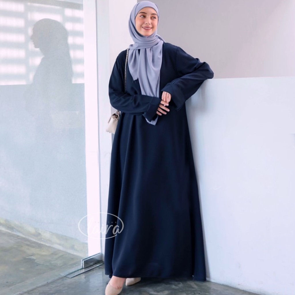 (Bisa COD) Laria Fashion Abaya Turkey Kekininan / Basic Gamis Abaya Polos Wanita Kajian wanita Terba