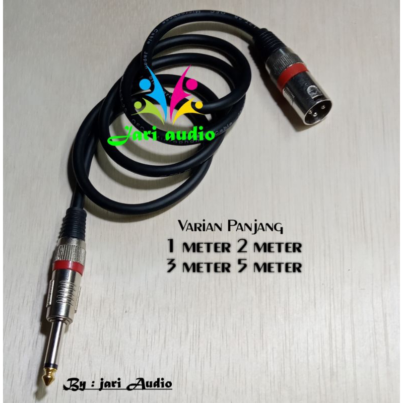 kabel mic XLR male 3 pin to jack akai mono 6.5mm 2m full