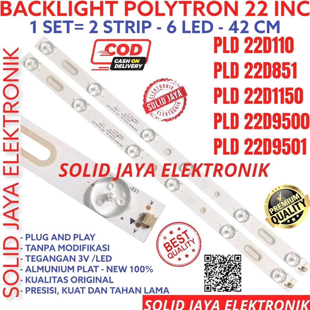 el terbaru BACKLIGHT TV LED POLYTRON 22 INC PLD 22D110 22D851 22D1150 22D9500 22D9501 6K 3V LAMPU BL