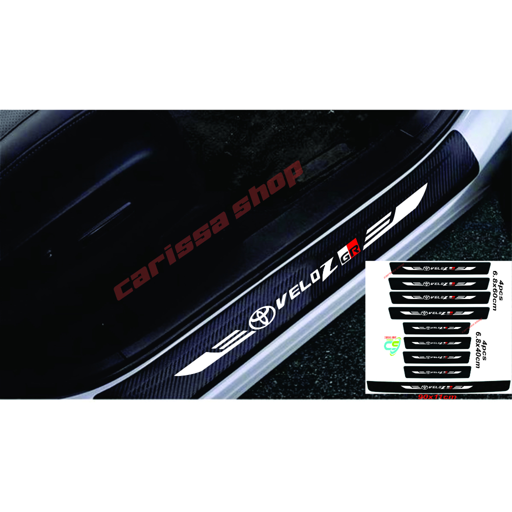 KARBON SILL PLATE 3D MOBIL TOYOTA AVANZA VELOS STICKER CARBON 3D PIJAKAN BUMPER BAGASI MOBIL VELOS G