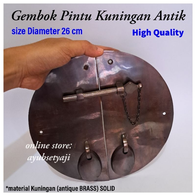 Gembok Pintu Overpal Bundar Polos 06 Kuningan antik size D 26cm Gembok grendel pintu Gerbang 26 cm k