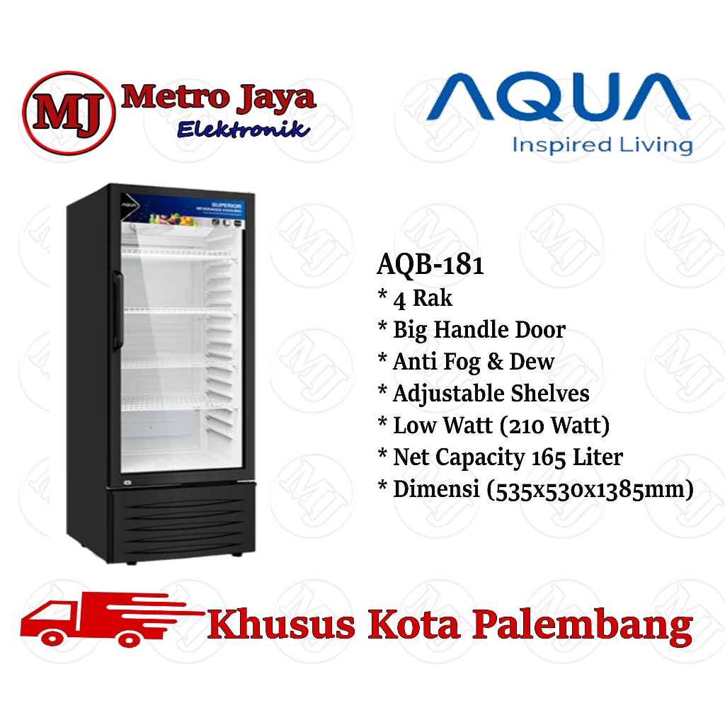 SHOWCASE AQUA JAPAN AQB 181 4 RAK DISPLAY COOLER KULKAS LOW WATT