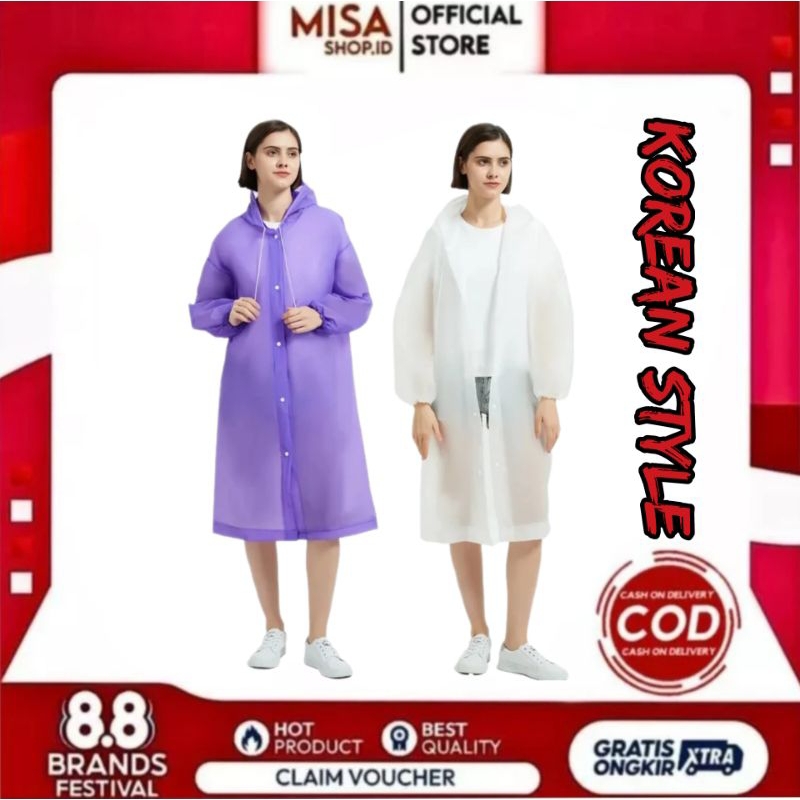 Jas Hujan Korea Dewasa Unisex Pria Wanita | Premium Bahan Tebal Motor Bagus Punya | Setelan Jas Huja
