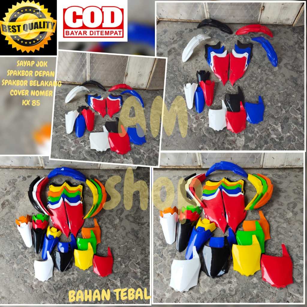 BODY SET GTX KX 85 PLAT NOMER SAYAP JOK SPAKBOR DEPAN BELAKANG KX 85 NUMBER PLATE SIDE PANEL SLEBOR 