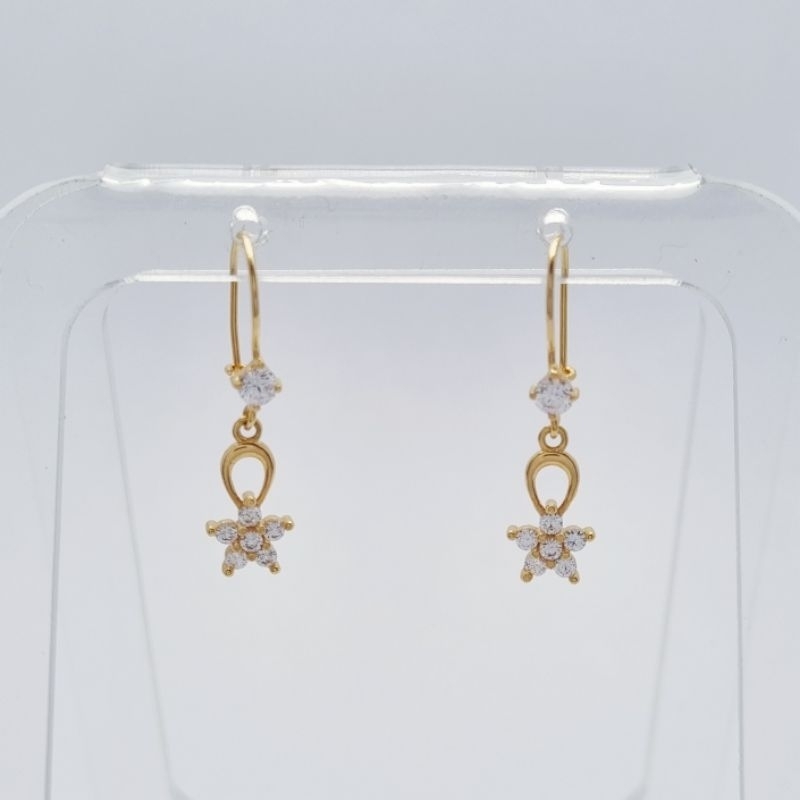 1.48 gr - Anting Emas Kawat Bunga 2.6 cm Kadar 70% 700 16K - T3