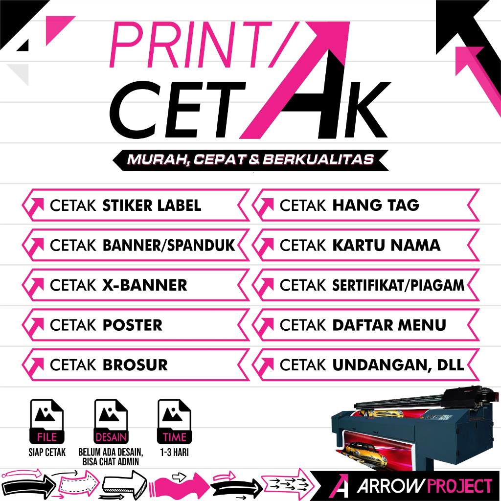 

CETAK APA SAJA, STIKER LABEL, BANNER/SPANDUK, X-BANNER, BROSUR, POSTER, HANG TAG, PIAGAM, DAFTAR MENU, UNDANGAN, DLL