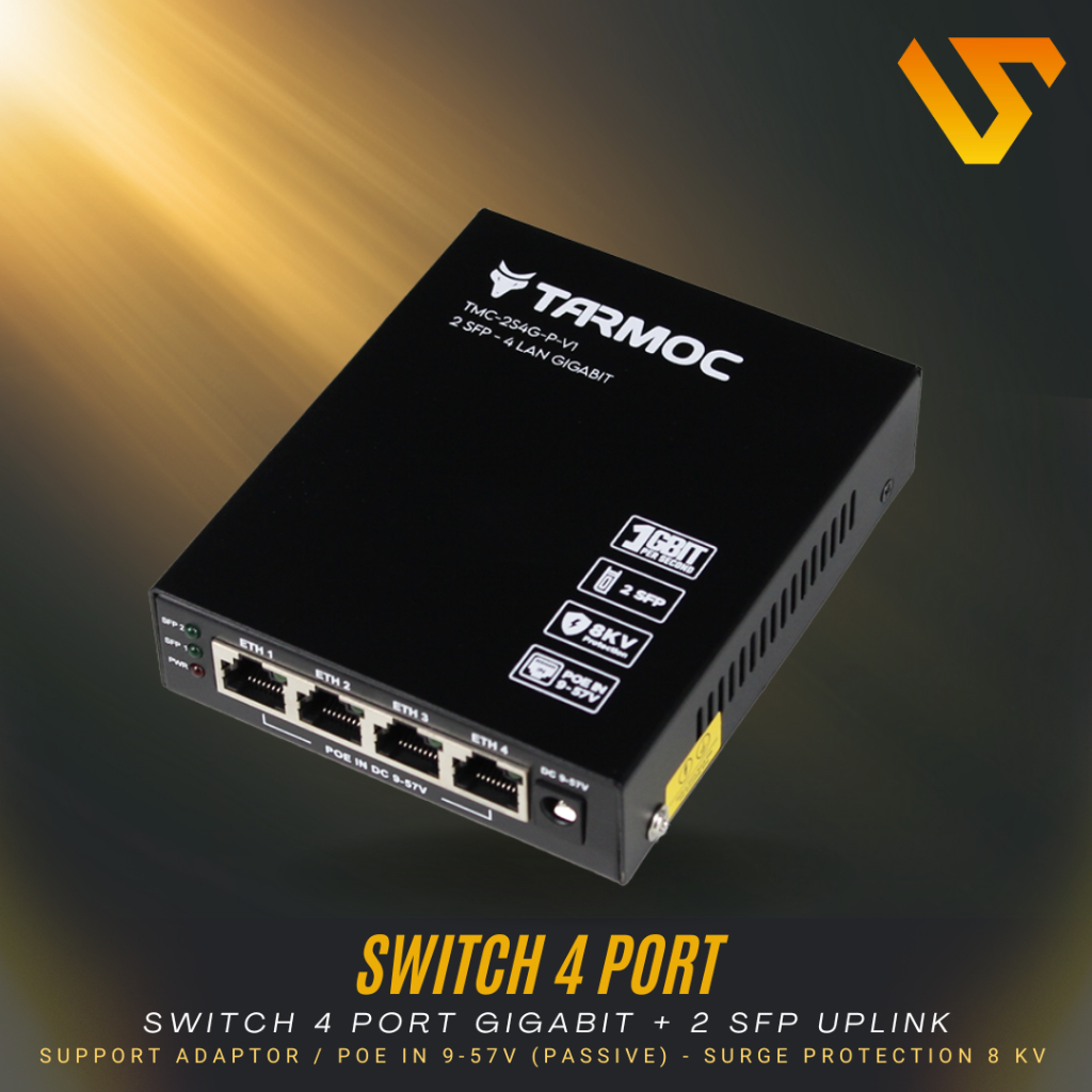 Switch 4 Port Gigabit + 2 SFP Uplink POE | Switch Hub 4 Port Unmanaged