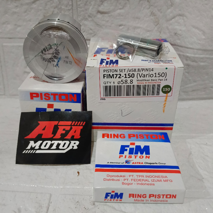 PISTON KIT SEHER FIM72 BORE UP 58.8MM VARIO 150 BORE UP PIN 14 OS 150 (58.8) FIM