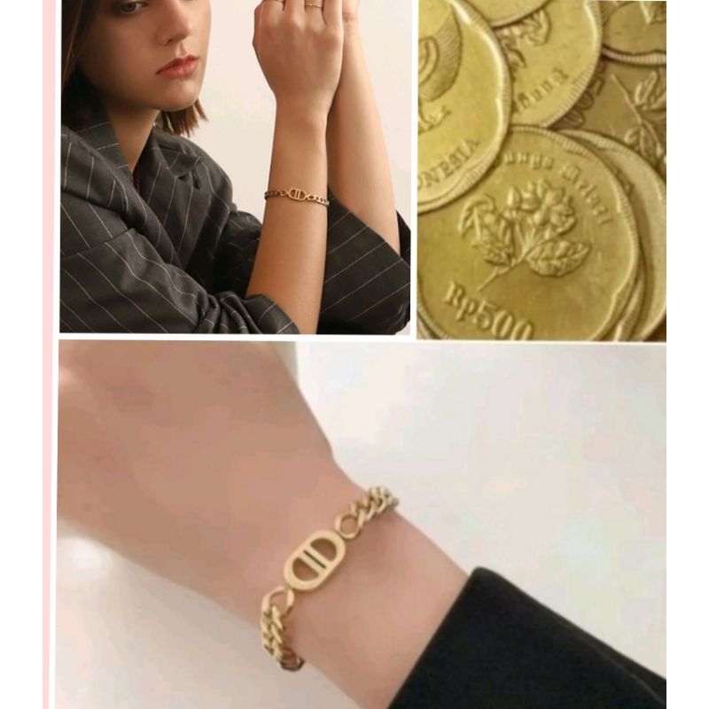 Gelang koin CD lapis Emas wanita dewasa 100 ORI terbaru