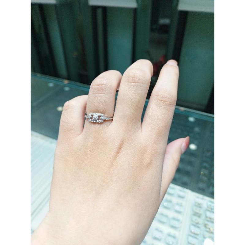 Cincin Wanita Mas Putih Zircon Fashion uk11 17k 75% 1.4gram (CG85)