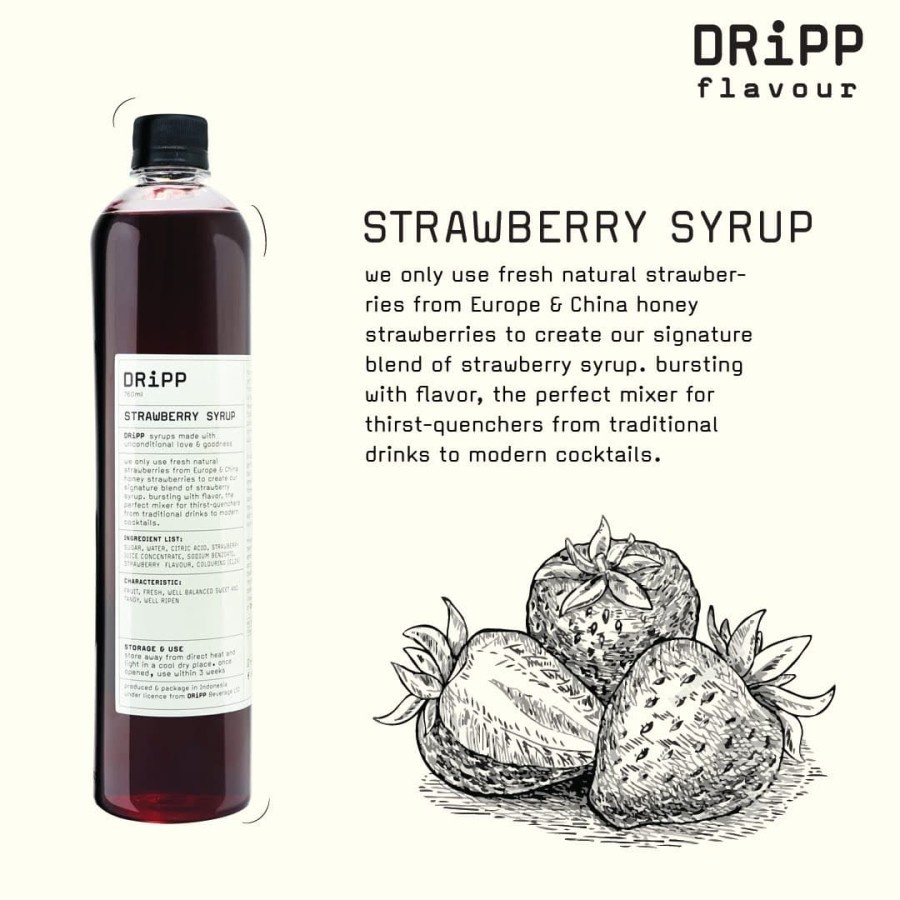 

DRiPP Strawberry Syrup - Perasa Minuman Berbentuk Sirup Rasa Stroberi Untuk HORECA
