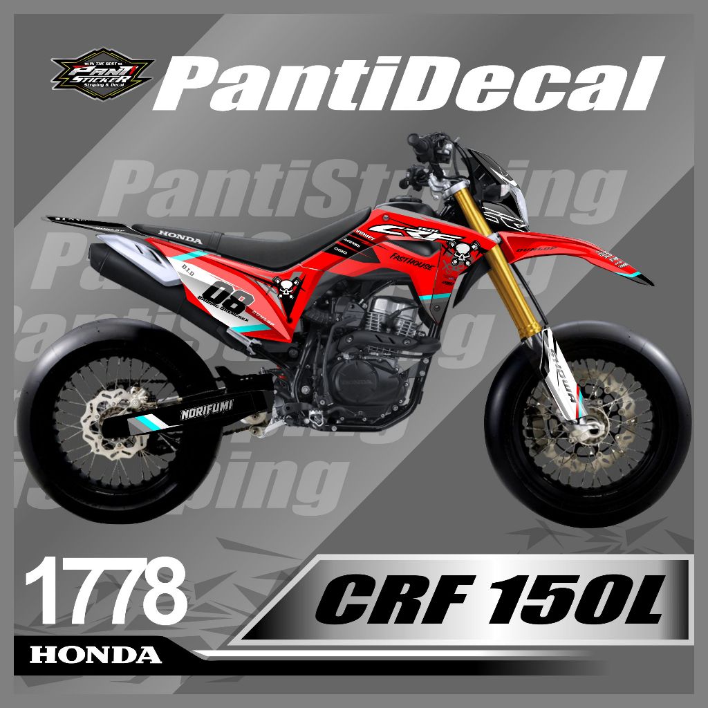 DECAL CRF 150L/ CRF 150L SUPERMOTO/ STICKER VARIASI DECAL MOTOR HONDA CRF RED