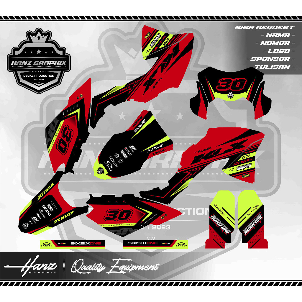 DECAL STICKER KLX BF / G / EXTREME MERAH HITAM KUNING FULLBODY KEREN