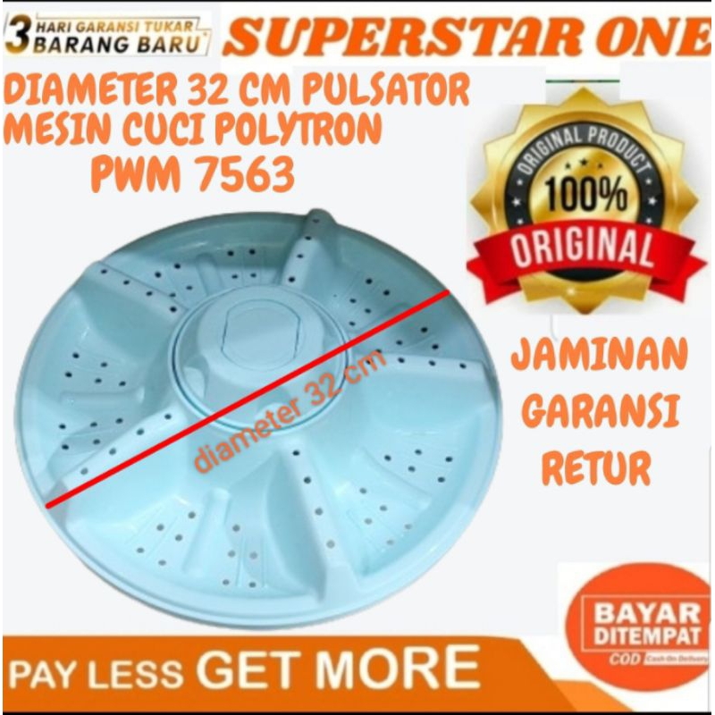 diameter 32 cm pulsator mesin cuci polytron PWM 7563