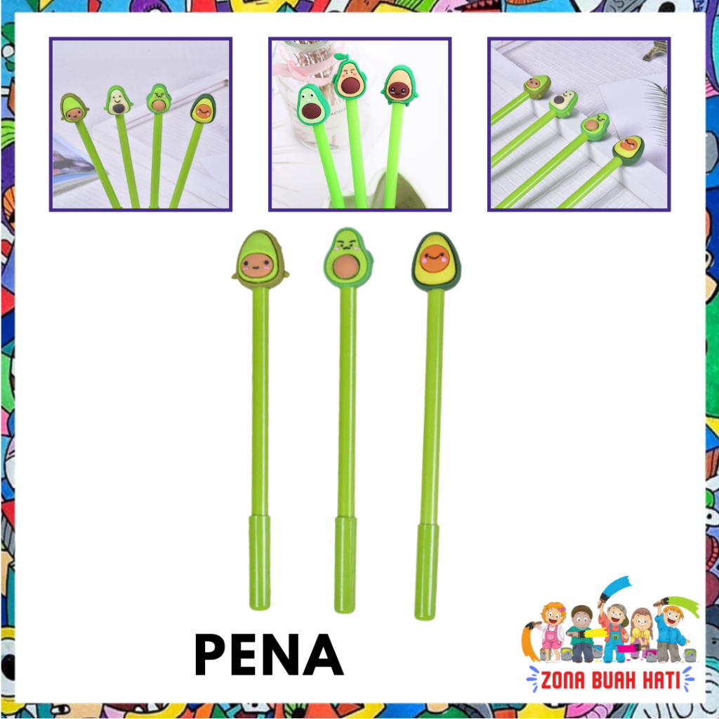 

ZBH Pena Karakter Alpukat Lucu Pulpen Tinta Gel Cair Motif Avocado Unik Alat Tulis Kantor Sekolah Stationary Murah