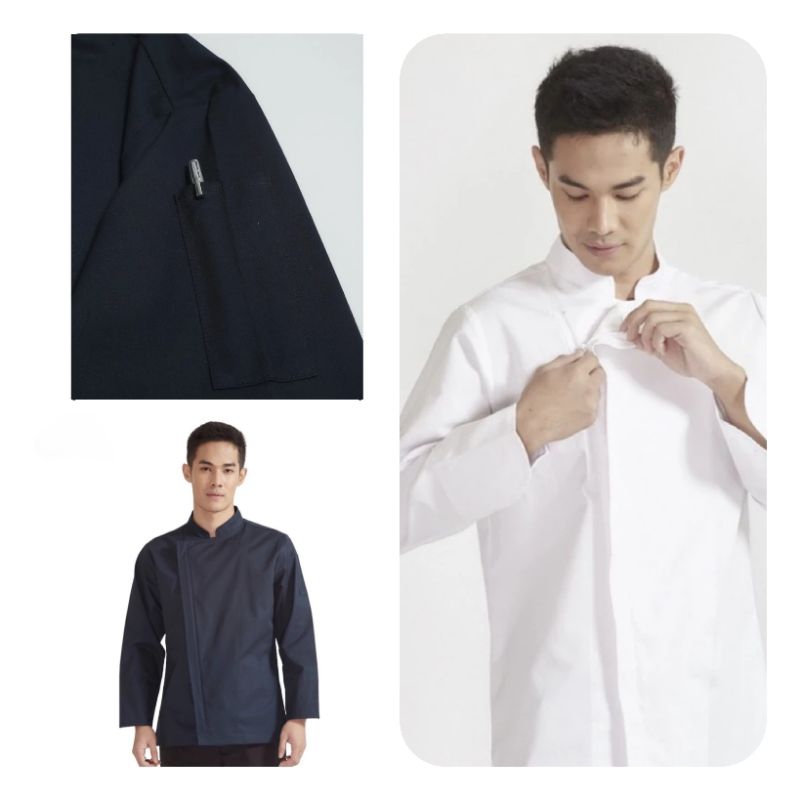 Baju Chef Zipper Baju koki Resleting Jacket Koki Chef Seragam Chef Koki Kualitas Premium