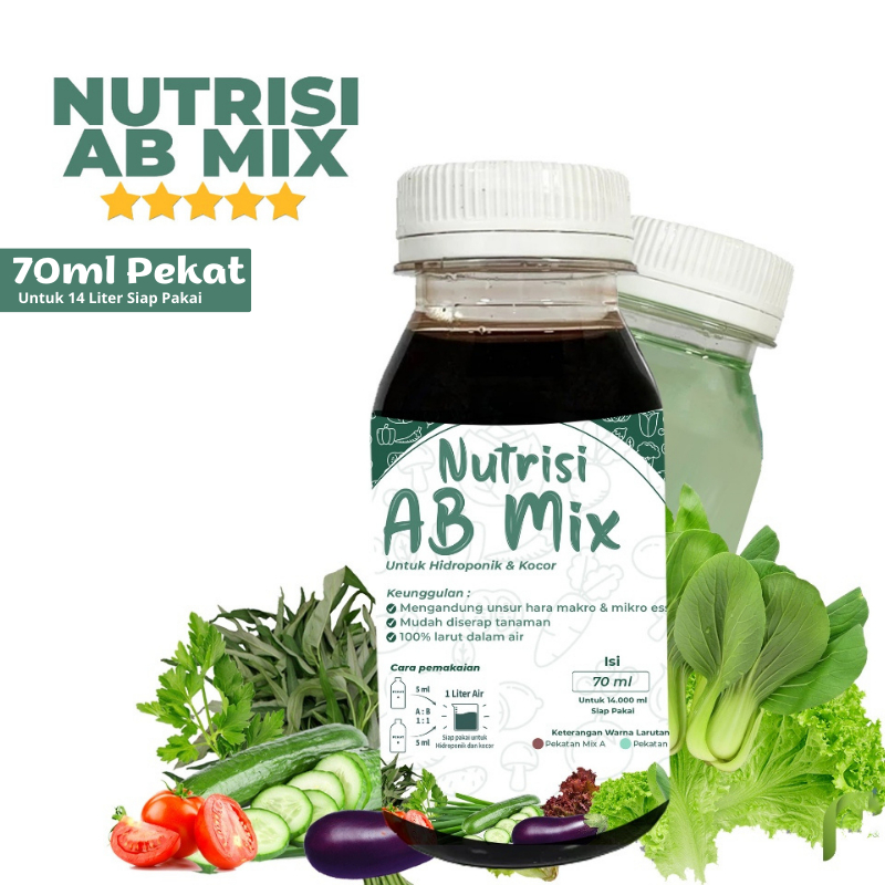 Purie Garden Pupuk Nutrisi AB Mix Sayuran | AB Mix Sayuran Daun Hidroponik | Purie Garden Pupuk Nutrisi AB Mix 70ml