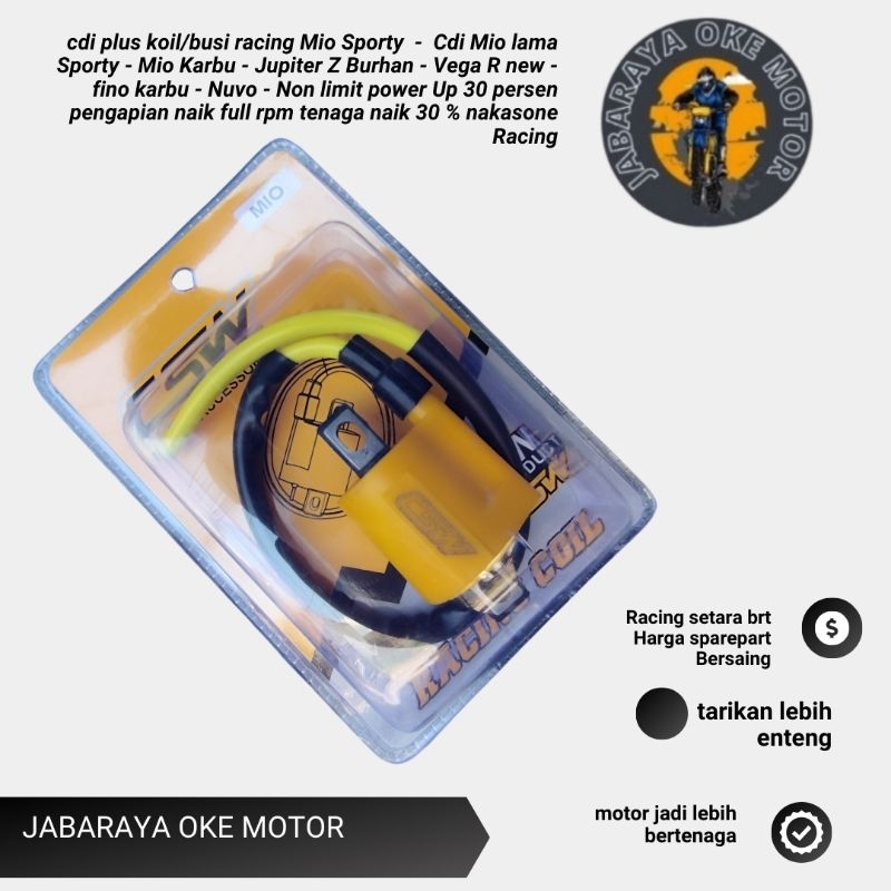cdi plus koil/busi racing Mio Sporty  -  Cdi Mio lama Sporty - Mio Karbu - Jupiter Z Burhan - Vega R