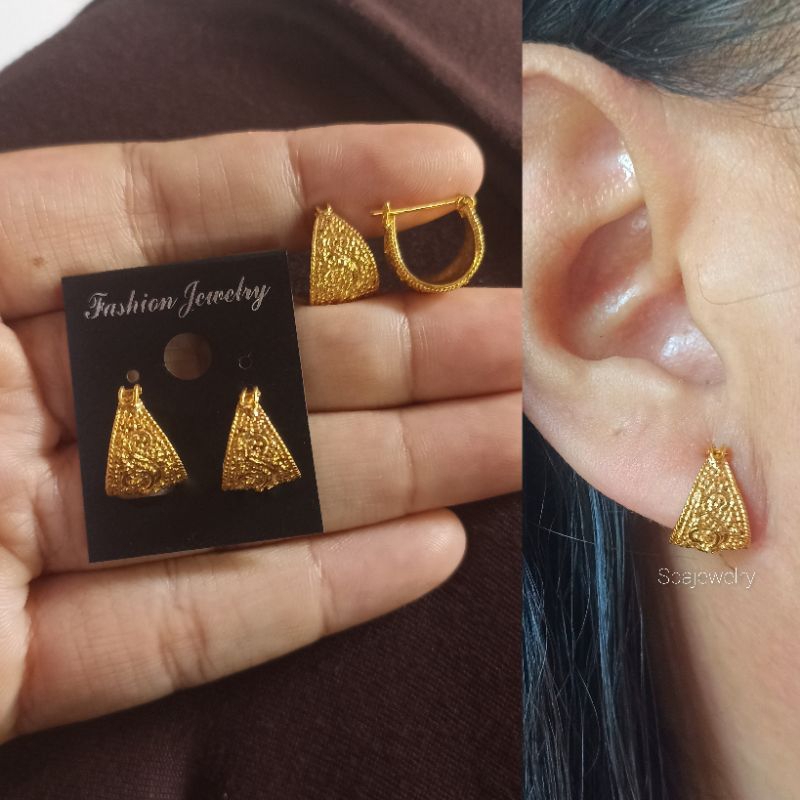 anting bali kriul pasir alpaka lapis emas