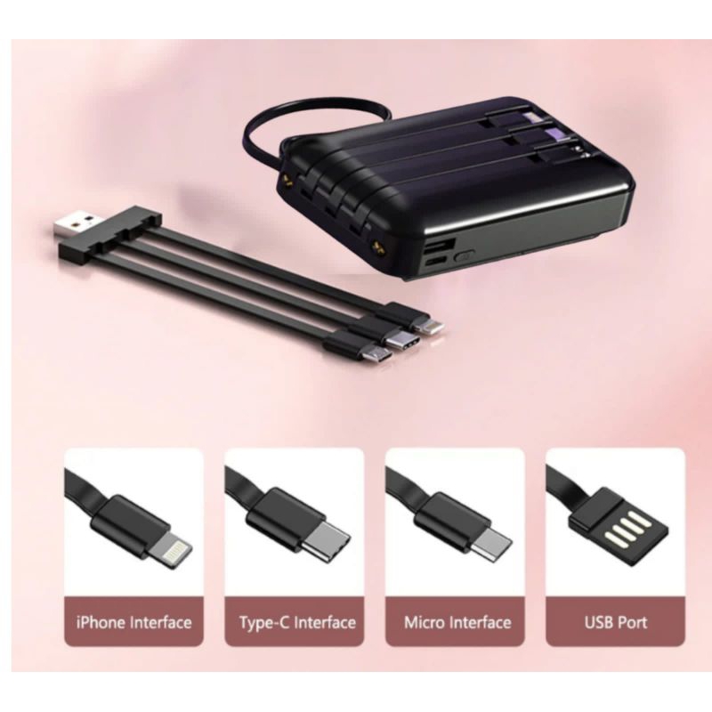 xone mahal mini power bank travel kecil slim tipis fast charging isi cepat pengisian kabel 3 type c 