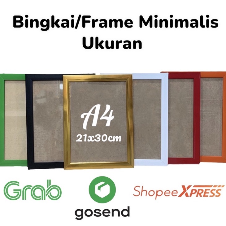 Harga Murah FRAME A4 21x30CM /BINGKAI A4 DENGAN KACA HIASAN DINDING HIGH QUALITY/ BINGKAI MINIMALIS 